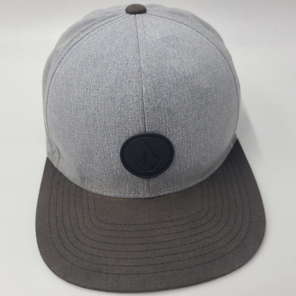 Volcom Hat‎ Snapback Grey Black Distressed Skate Skateboard Surf Casual Logo Men